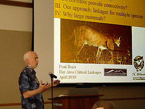 Dr. Paul Beier giving a presentation about wildlife corridors and mountain lions.